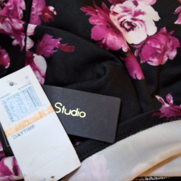 NWT CITY STUDIO FLORAL CAP SLEEVE JEWEL NECK ABOVE KNEE FIT + FLARE PARTY DRESS - Picture 10 of 13